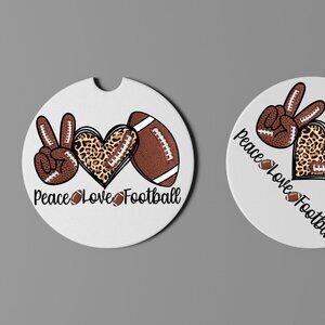 Peace Love Football Car Coaster Set - NWT